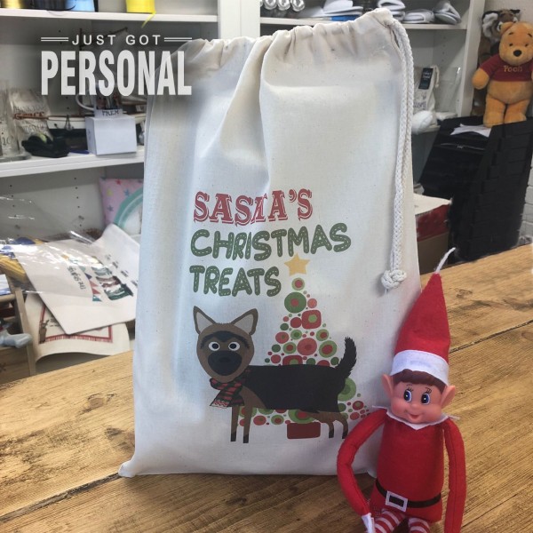 Personalised Dog Santa Sack - Alsatian - Sasha Design